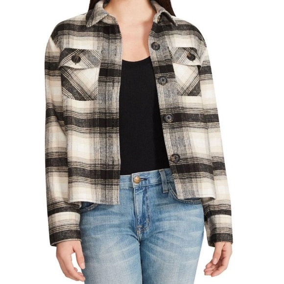 BB Dakota By Steve Madden Women's Button Down Boxy Shacket MULTICOLOR Plaid XXL - Picture 1 of 6